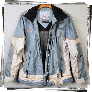 Vintage 1996 Lightweight Blue & Cream Jacket w Gator & Vent Zips (S) by Hardcore